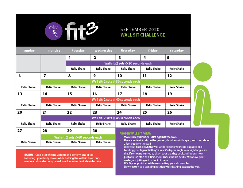 Reliv September 2020 Daily Moves Calendar